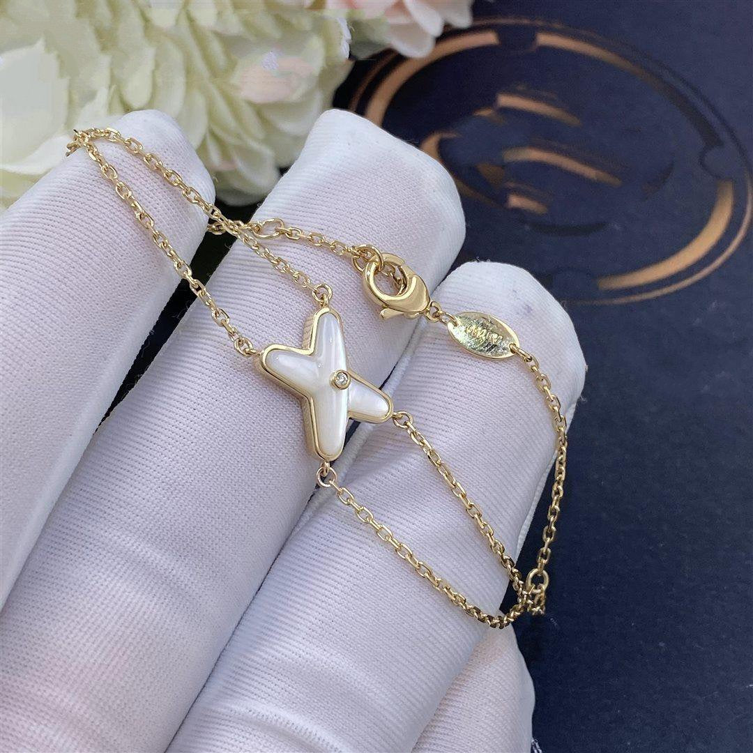 [⭐Corinne]JEUX BRACELET WHITE MOP GOLD 1 DIAMOND