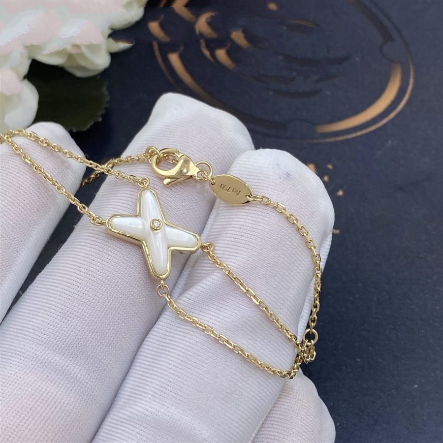 [⭐Corinne]JEUX BRACELET WHITE MOP GOLD 1 DIAMOND