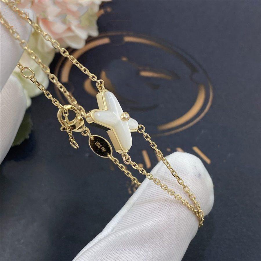 [⭐Corinne]JEUX BRACELET WHITE MOP GOLD 1 DIAMOND