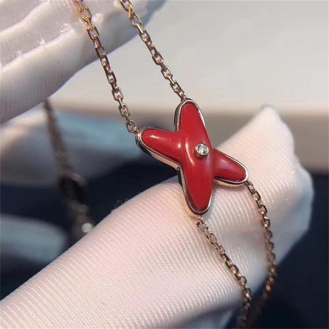 [⭐Corinne]JEUX BRACELET CARNELIAN PINK GOLD 1 DIAMOND