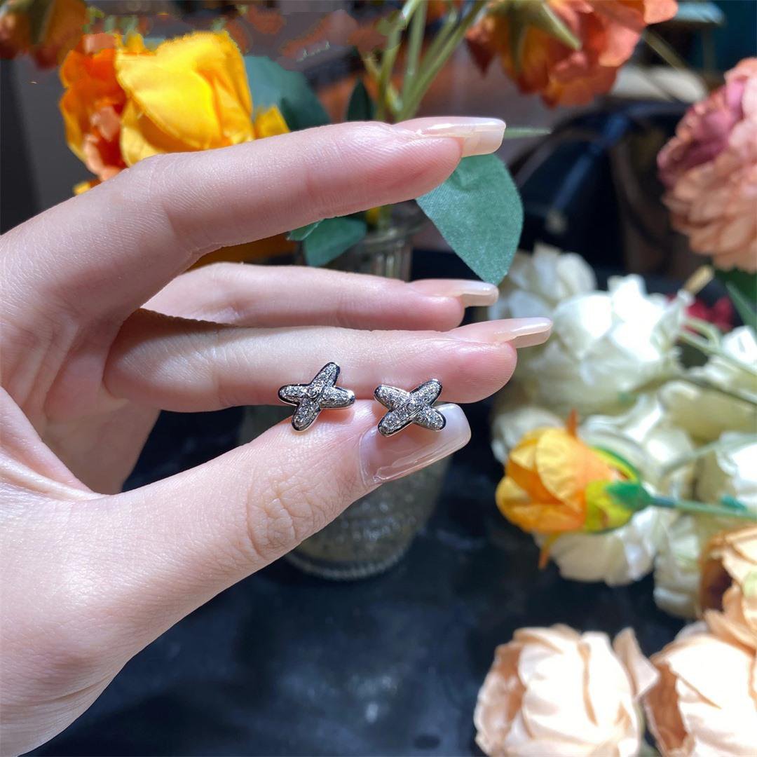 [⭐Corinne]JEUX DE SILVER DIAMOND EARRINGS