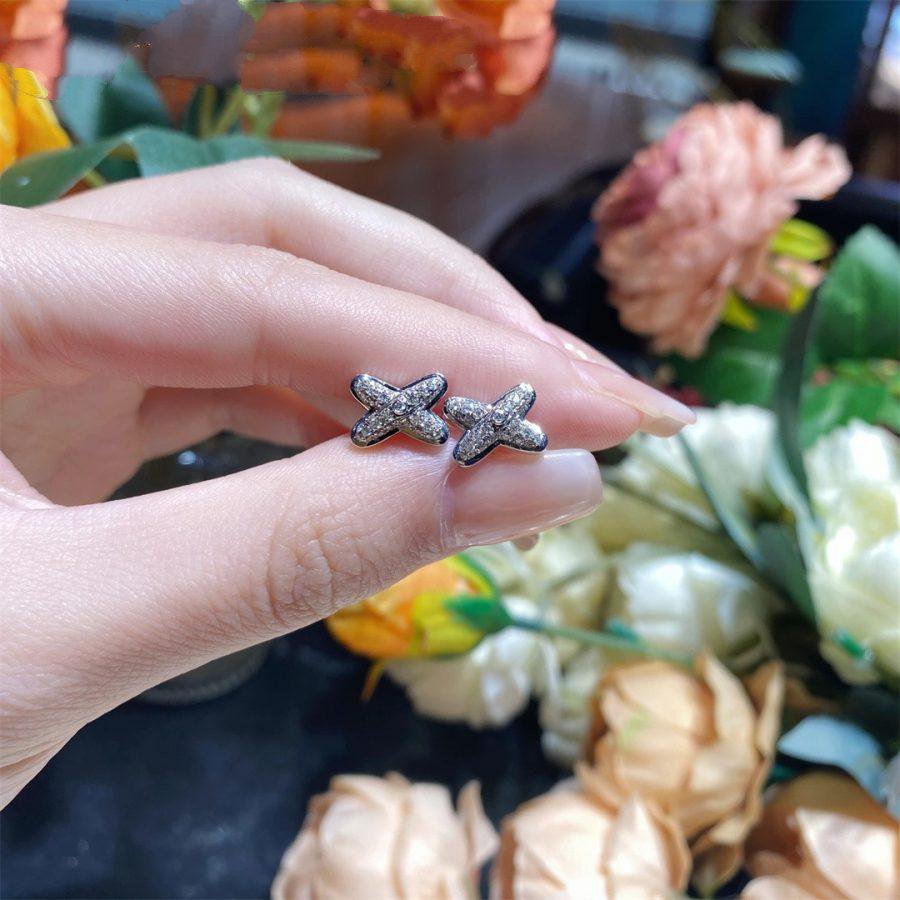 [⭐Corinne]JEUX DE SILVER DIAMOND EARRINGS