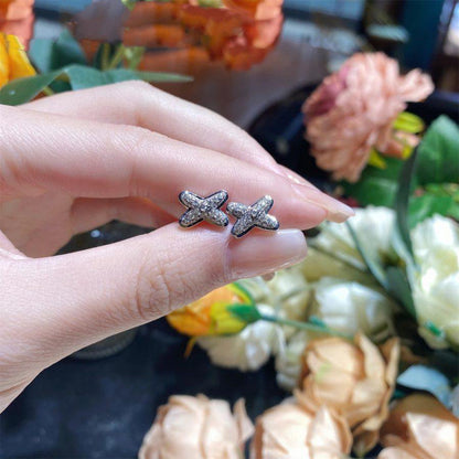 [⭐Corinne]JEUX DE SILVER DIAMOND EARRINGS