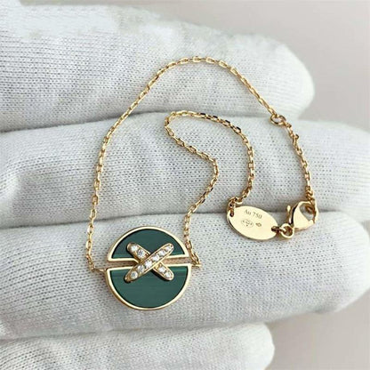[⭐Corinne]JEUX DE BRACELET MALACHITE PINK GOLD DIAMONDS