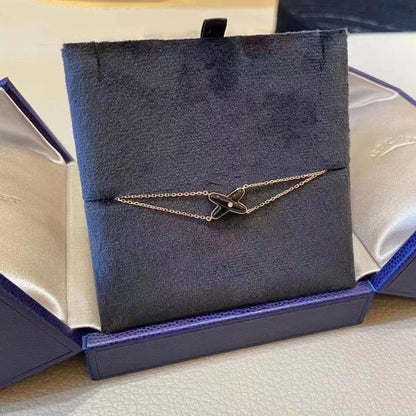 [⭐Corinne]JEUX BRACELET ONYX PINK GOLD 1 DIAMOND