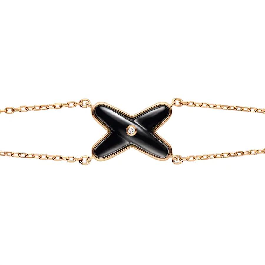 [⭐Corinne]JEUX BRACELET ONYX PINK GOLD 1 DIAMOND