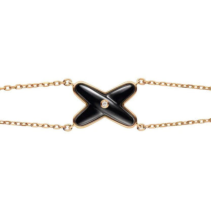 [⭐Corinne]JEUX BRACELET ONYX PINK GOLD 1 DIAMOND