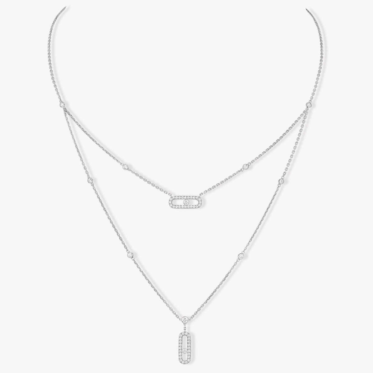 [⭐Corinne]MOVE 2 ROW DIAMOND NECKLACE