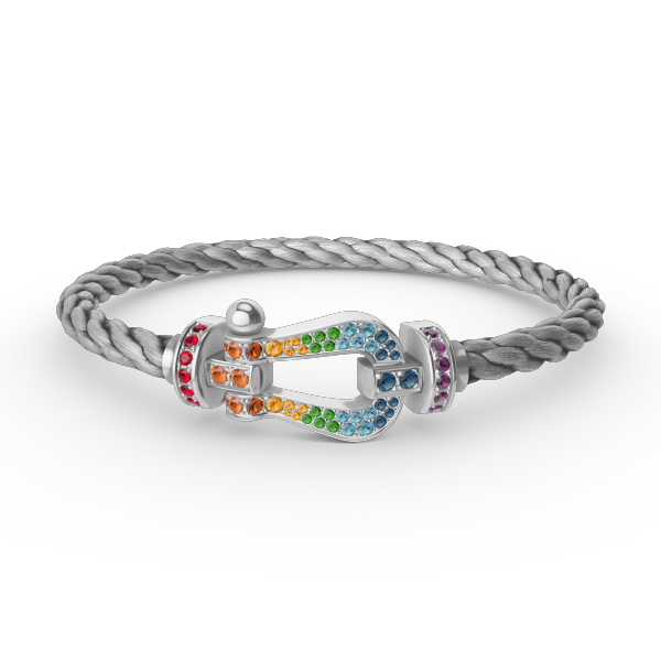 [⭐Corinne]FORC LARGE HORSESHOE  COLORED DIAMOND BRACELET SILVER