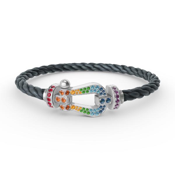 [⭐Corinne]FORC LARGE HORSESHOE  COLORED DIAMOND BRACELET SILVER