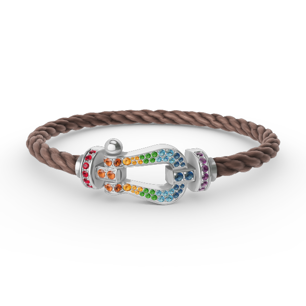 [⭐Corinne]FORC LARGE HORSESHOE  COLORED DIAMOND BRACELET SILVER