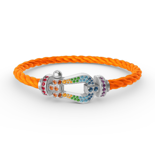 [⭐Corinne]FORC LARGE HORSESHOE  COLORED DIAMOND BRACELET SILVER