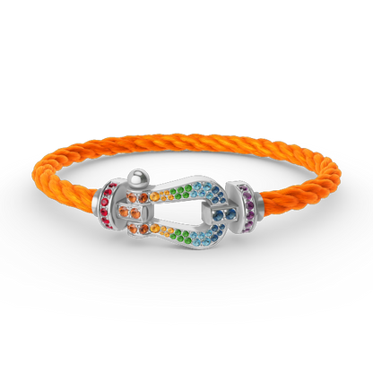 [⭐Corinne]FORC LARGE HORSESHOE  COLORED DIAMOND BRACELET SILVER