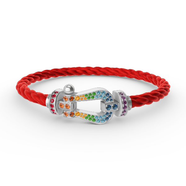 [⭐Corinne]FORC LARGE HORSESHOE  COLORED DIAMOND BRACELET SILVER