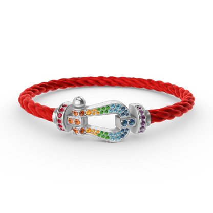 [⭐Corinne]FORC LARGE HORSESHOE  COLORED DIAMOND BRACELET SILVER
