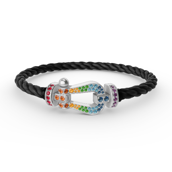 [⭐Corinne]FORC LARGE HORSESHOE  COLORED DIAMOND BRACELET SILVER