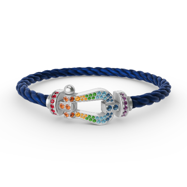 [⭐Corinne]FORC LARGE HORSESHOE  COLORED DIAMOND BRACELET SILVER