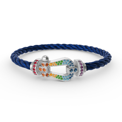 [⭐Corinne]FORC LARGE HORSESHOE  COLORED DIAMOND BRACELET SILVER
