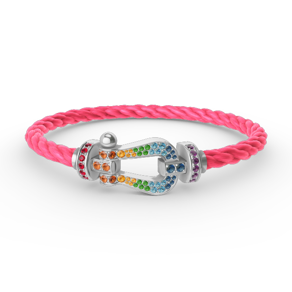 [⭐Corinne]FORC LARGE HORSESHOE  COLORED DIAMOND BRACELET SILVER