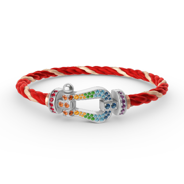 [⭐Corinne]FORC LARGE HORSESHOE  COLORED DIAMOND BRACELET SILVER