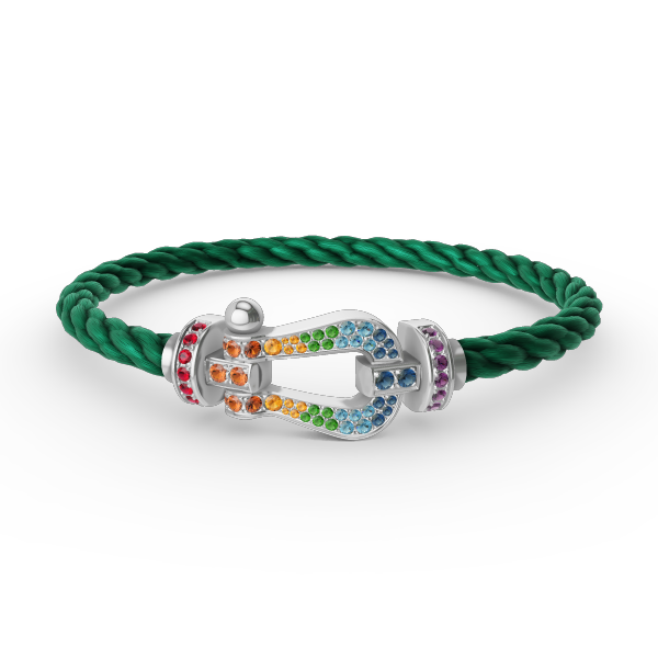 [⭐Corinne]FORC LARGE HORSESHOE  COLORED DIAMOND BRACELET SILVER