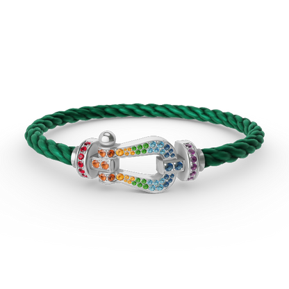 [⭐Corinne]FORC LARGE HORSESHOE  COLORED DIAMOND BRACELET SILVER