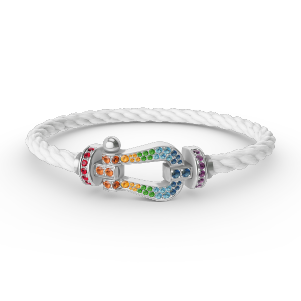 [⭐Corinne]FORC LARGE HORSESHOE  COLORED DIAMOND BRACELET SILVER