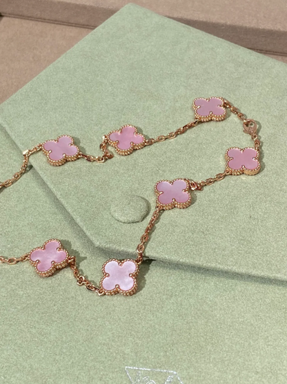 [⭐Corinne Jewellery] Pink Necklace with Ten Clover Designs