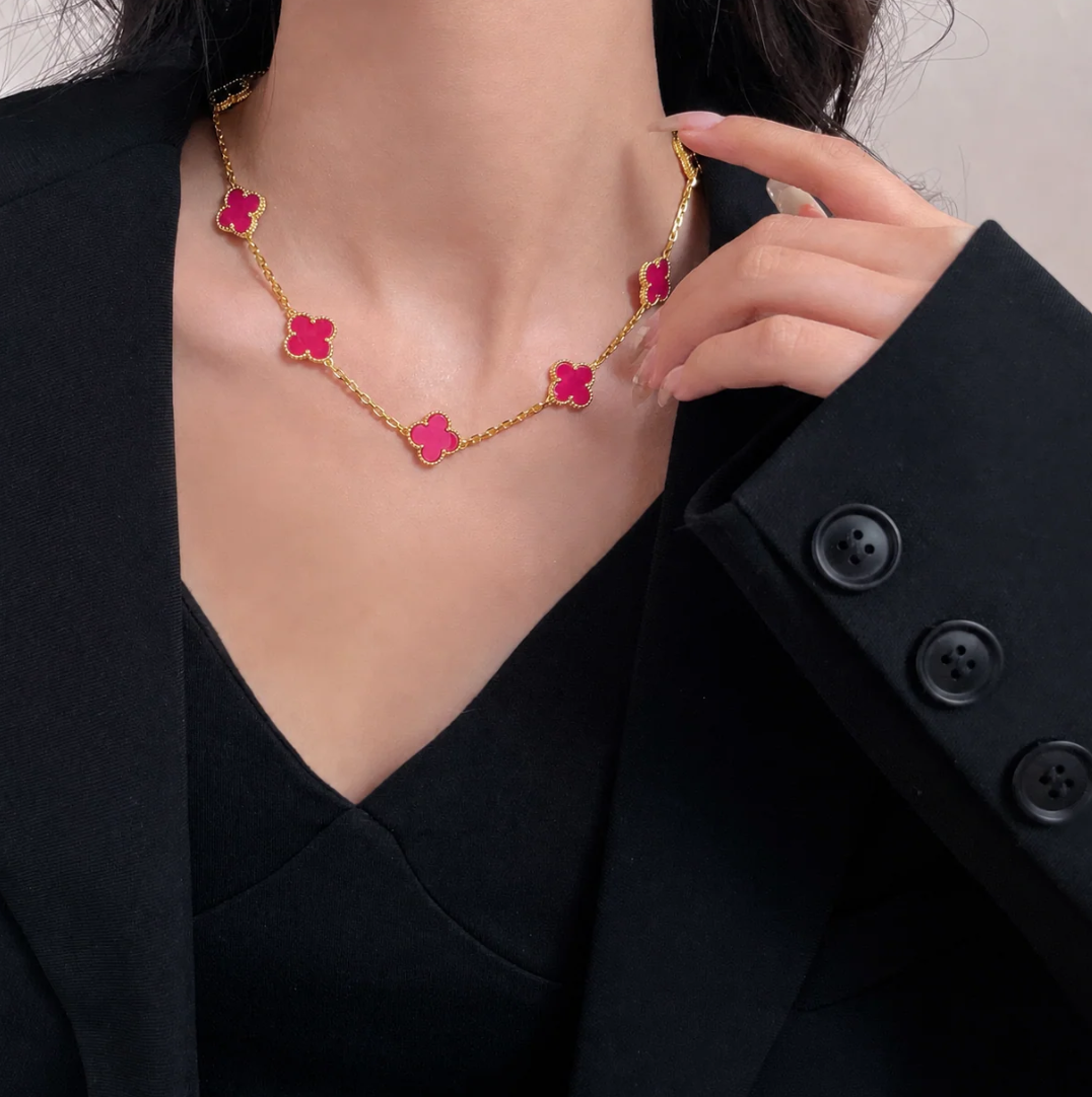 [⭐Corinne]CLOVER 10 MOTIFS  NEW BUBBLE PINK ENAMEL