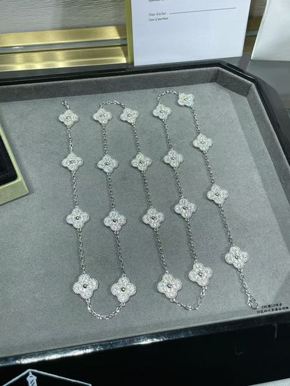[⭐Corinne]CLOVER 20 MOTIFS FULL-DIAMOND NECKLACE