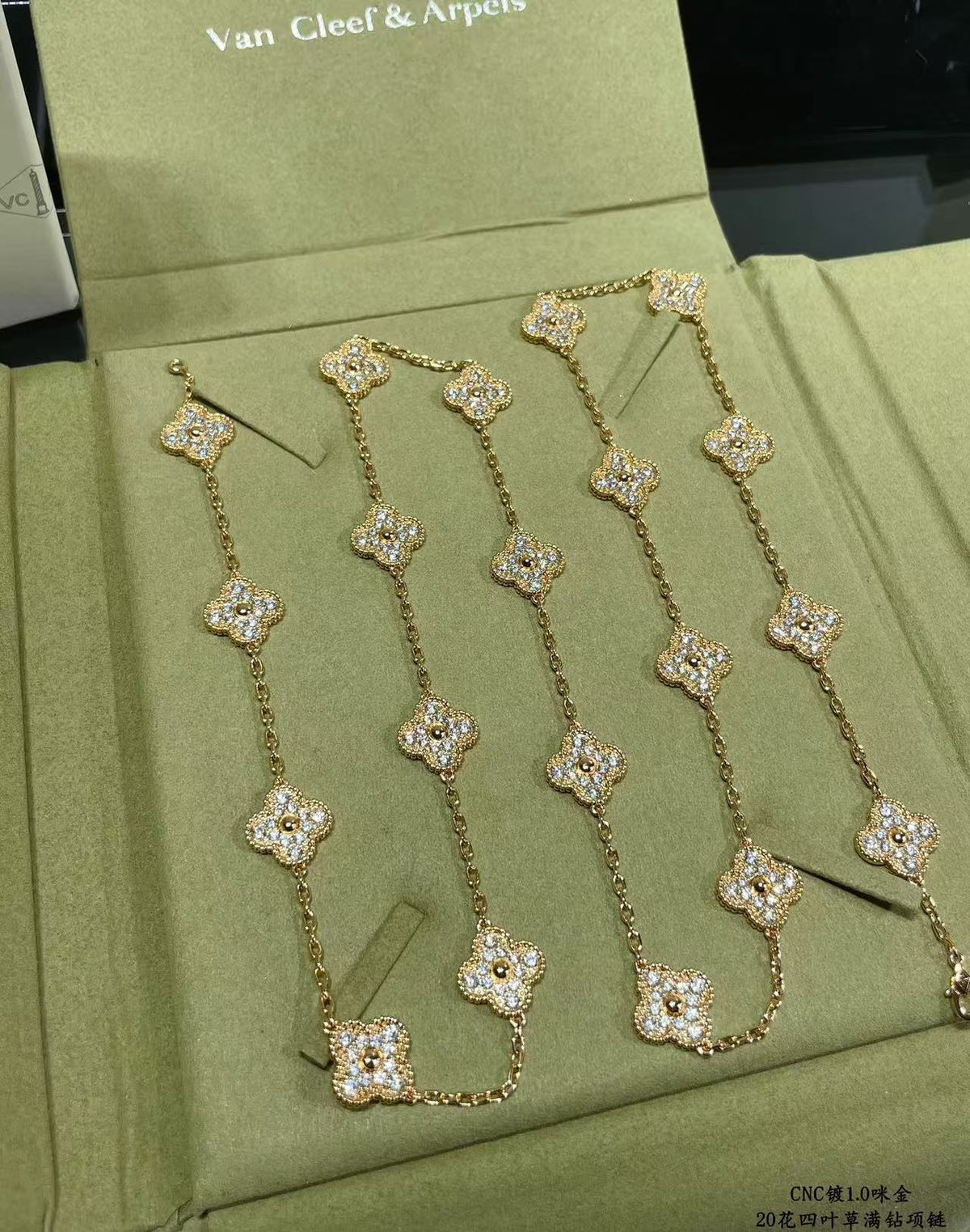 [⭐Corinne]CLOVER 20 MOTIFS FULL-DIAMOND NECKLACE