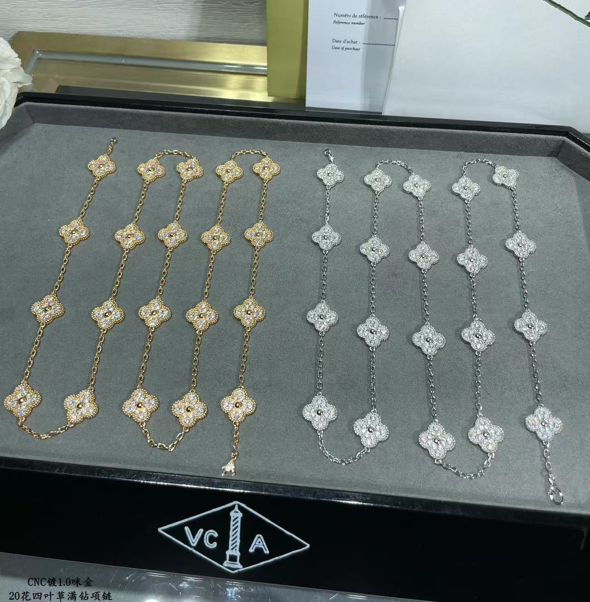[⭐Corinne]CLOVER 20 MOTIFS FULL-DIAMOND NECKLACE