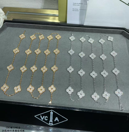 [⭐Corinne]CLOVER 20 MOTIFS FULL-DIAMOND NECKLACE