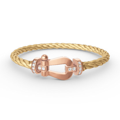 [⭐Corinne]FORCE LARGE HORSESHOE HALF DIAMOND BRACELET ROSE GOLD