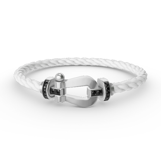 [⭐Corinne]FORCE LARGE HORSESHOE BLACK DIAMOND BRACELET SILVER