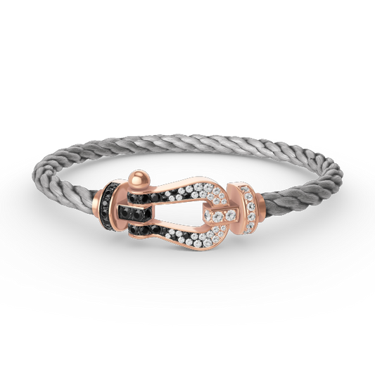 [⭐Corinne]FORCE LARGE HORSESHOE BLACK WHITE DIAMOND BRACELET ROSE GOLD