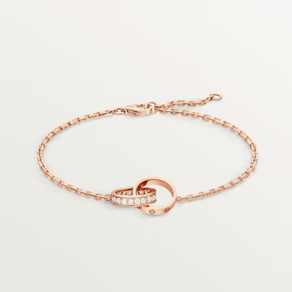 [⭐Corinne]LOVE DOUBLE RING HALF DIAMOND BRACELET