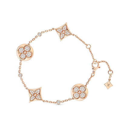 [⭐Corinne]STAR AND SUN 4 MOTIFS GOLD DIAMONDS BRACELET