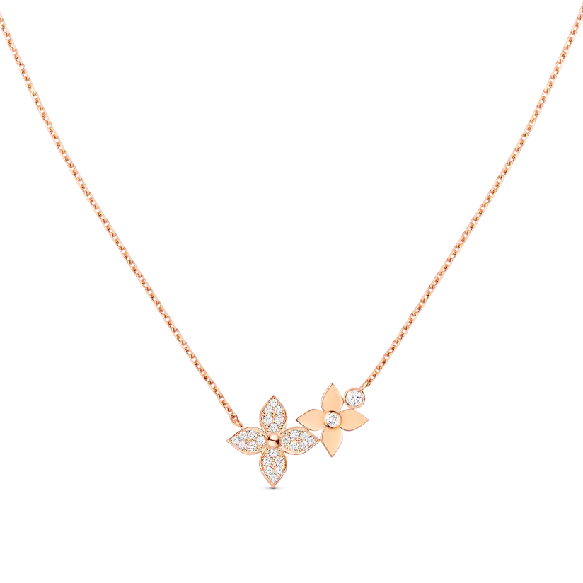 [⭐Corinne]STAR BLOSSOM NECKLACE PINK GOLD DIAMONDS