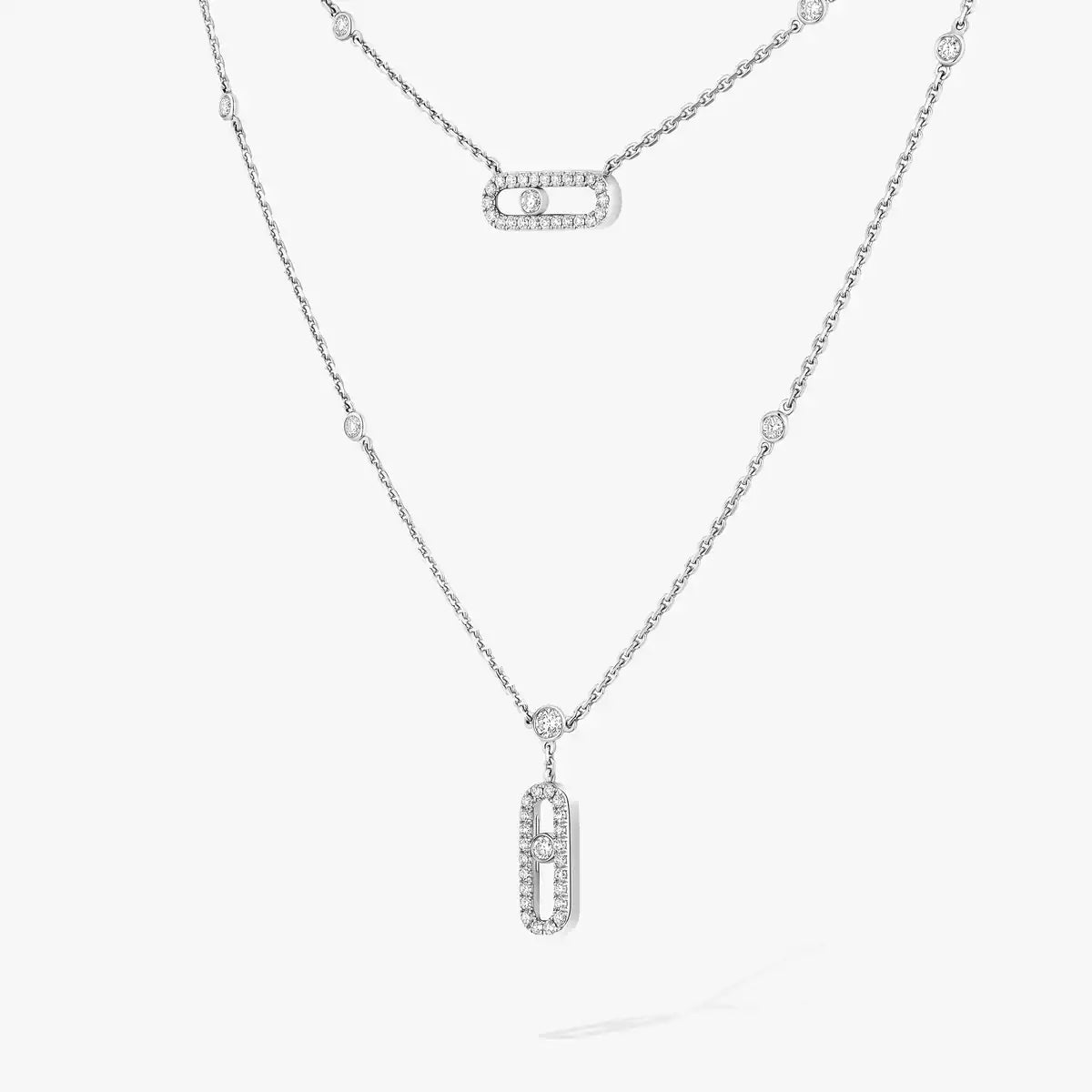 [⭐Corinne]2 Rows Rose Gold Diamond Pave_ Necklace Move Uno