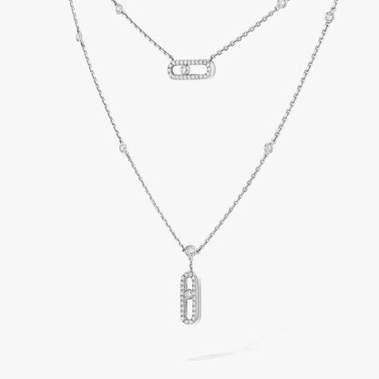 [⭐Corinne]2 Rows Rose Gold Diamond Pave_ Necklace Move Uno