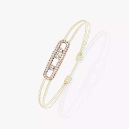 [⭐Corinne]Messika Care(s) pink cord pavé bracelet