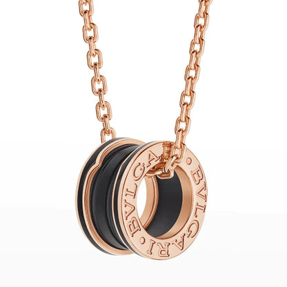 [⭐Corinne]ZERO 1 BLACK CERAMIC PINK GOLD NECKLACE