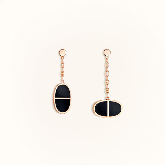 [⭐Corinne]CHAINE VERSO BLACK CERAMIC EARRINGS