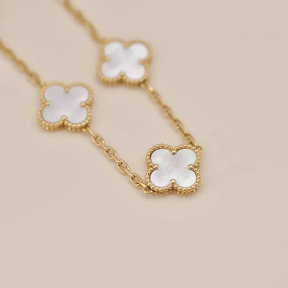 [⭐Corinne]CLOVER WHITE PEARL MOP 5 MOTIF BRACELET COLLECTION