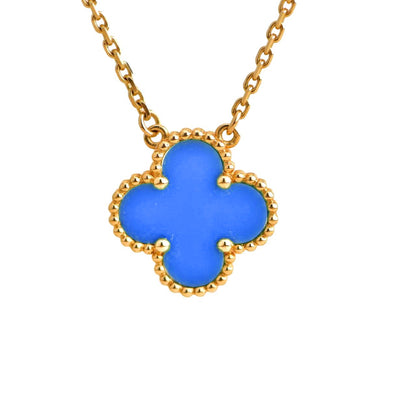 [⭐Corinne]CLOVER 15MM BLUE AGATE NECKLACE
