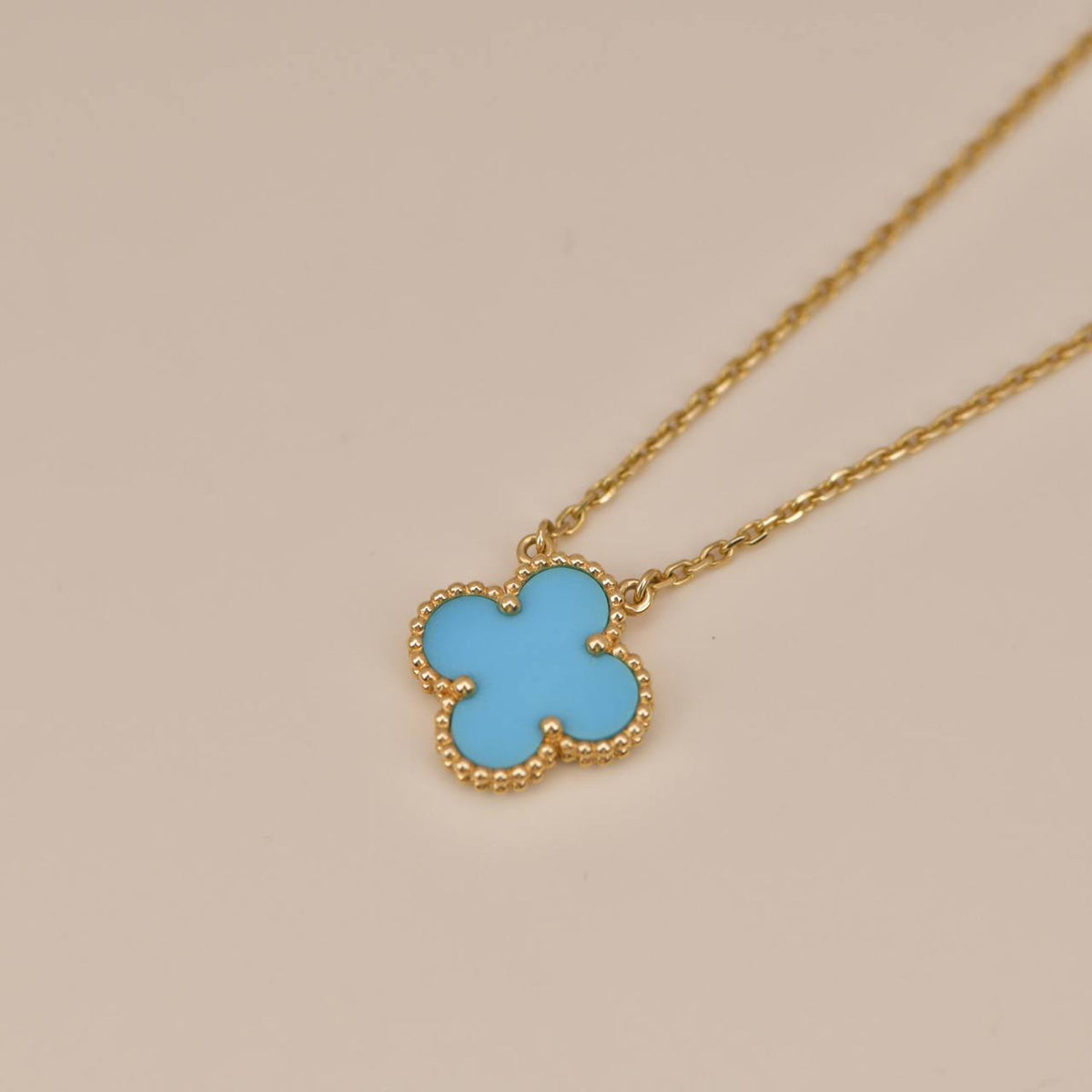 [⭐Corinne]CLOVER 15MM VINTAGE TURQUOISE NECKLACE