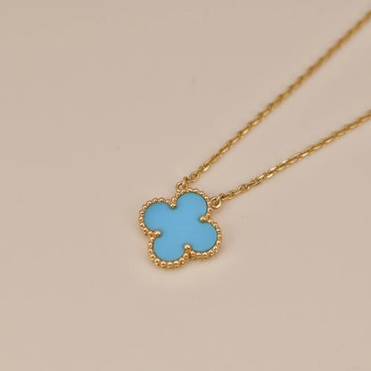 [⭐Corinne]CLOVER 15MM VINTAGE TURQUOISE NECKLACE