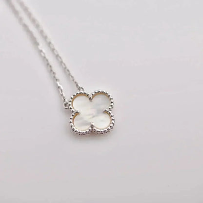 [⭐Corinne]CLOVER  15MM WHITE MOTHER-OF-PEARL SILVER