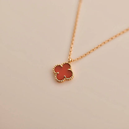 [⭐Corinne]CLOVER MINI 9.5MM WHITE CARNELIANS NECKLACE
